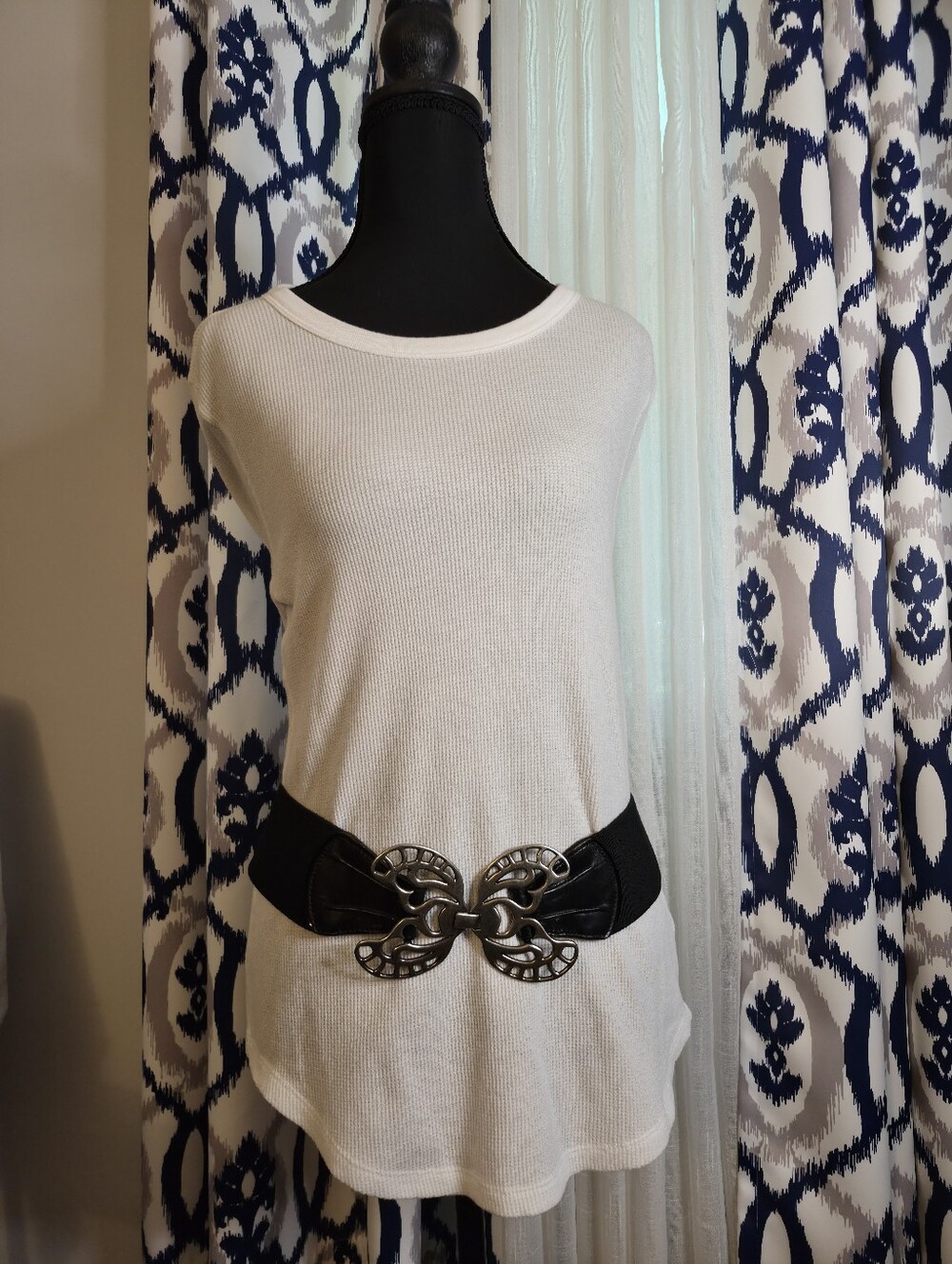 Vintage Fossil Black Stretch Belt